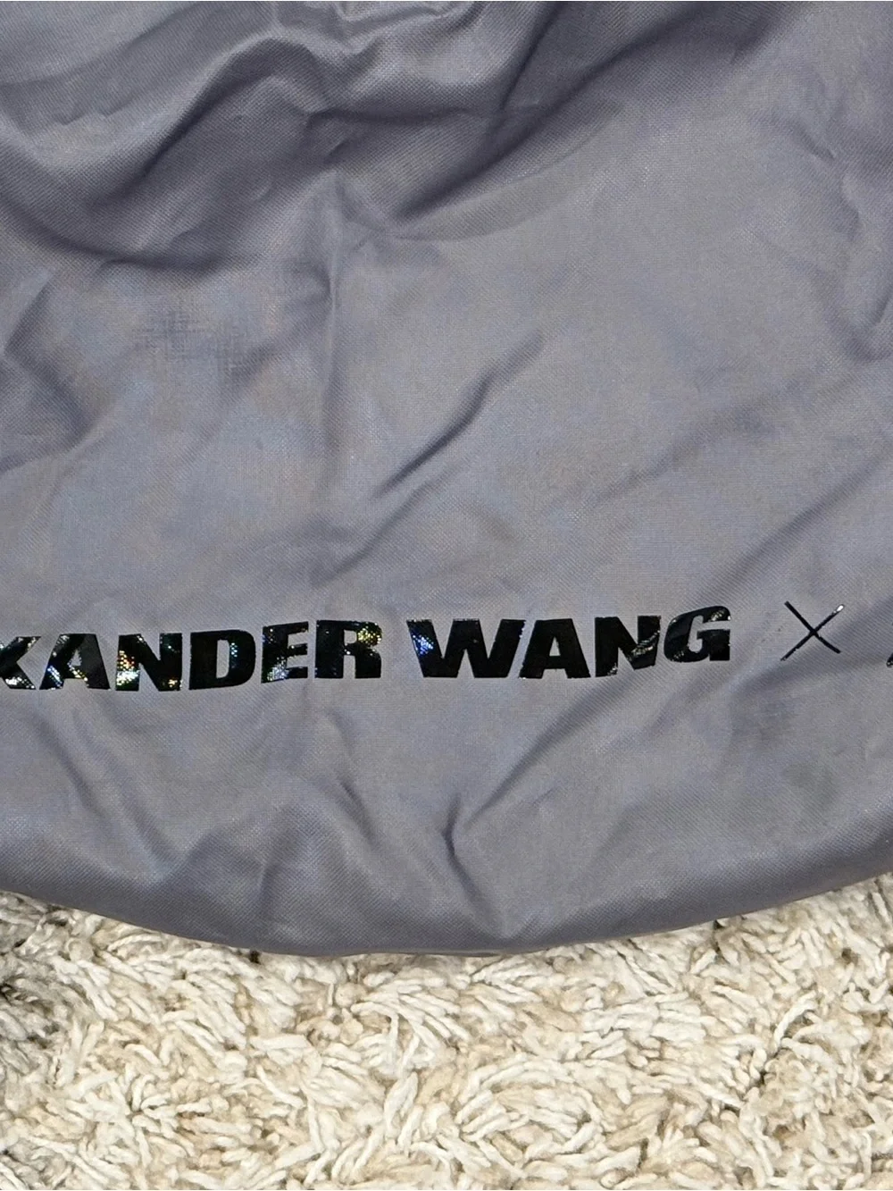 Alexander Wang Gray Drawstring Backpack with Black Cords